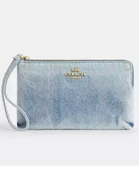 Coach Loved Denim Large Corner Zip Wristlet - NWT